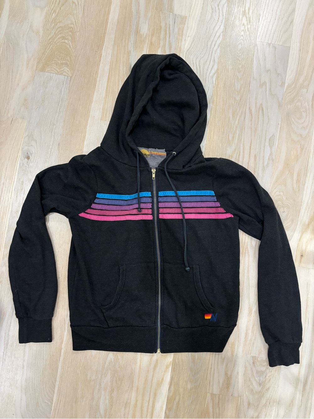 Aviator Nation Stripe Zip Hoodie size small